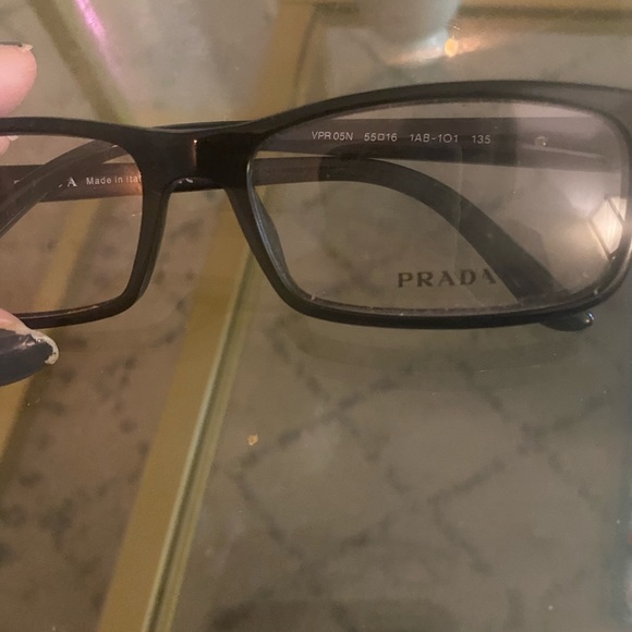 New Prada Eyeglasses Black Frames Silver Details - Picture 7 of 9